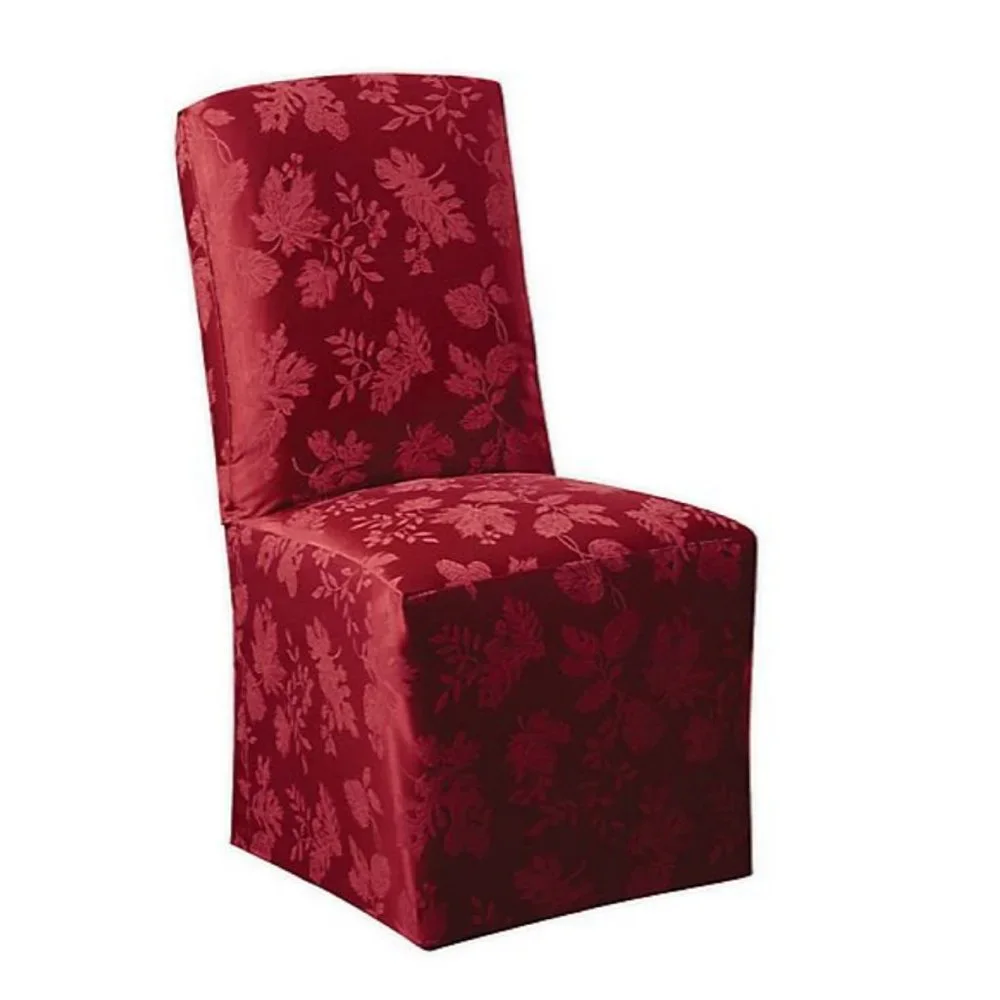 2 brand new WINE Autumn Medley Damask Chair Covers for Dining Room Chairs